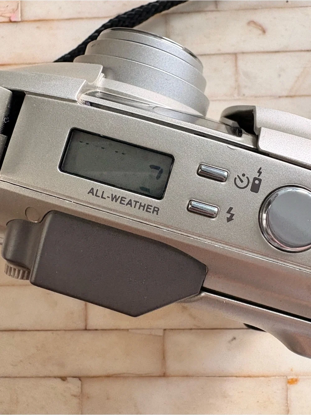 Olympus Silver Compact Point-and-Shoot Film Camera FOR PARTS/as is